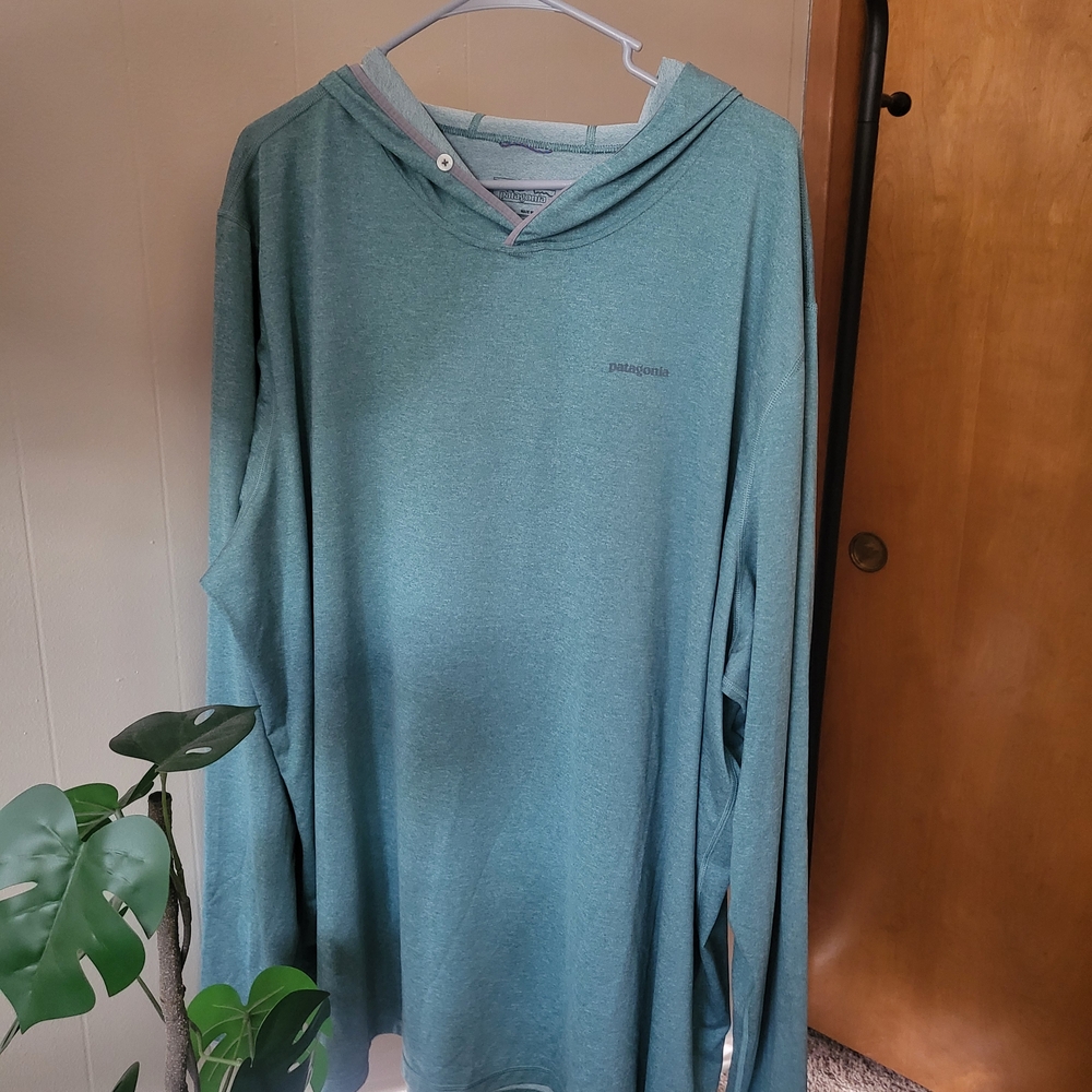 Patagonia Teal Hooded Long Sleeve Top 3XL (Men's)